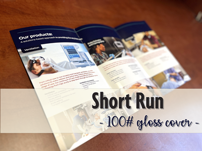 Short Run Brochures 25.5 x 11 -- 100# gloss cover -- Tri-fold